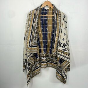 Freeway Waterfall Shawl Wrap Cardigan Sweater Aztec Print Long sleeves sz Large